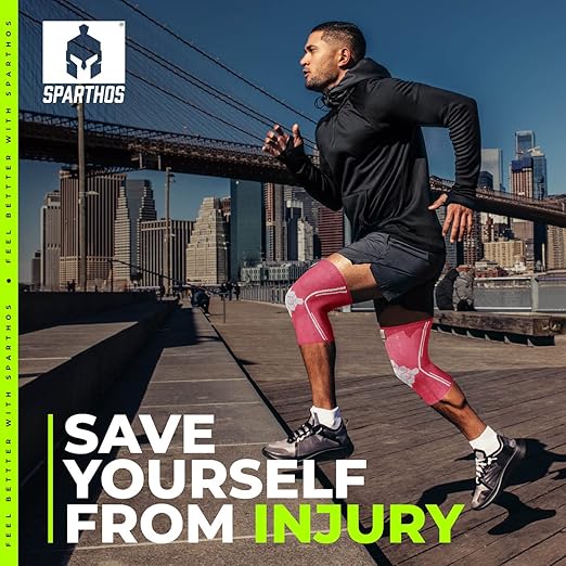 Sparthos Knee Compression Sleeves by (Pair) – Joint Protection and Support for Running, Sports, Knee Pain Relief (Flamingo Pink, Small)