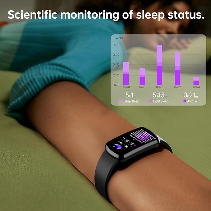 Health Fitness Tracker with 24/7 Heart Rate, Smart Watch with Blood Pressure and Blood Oxygen Monitor, Bulit-in 120+ Sport Mode, Sleep Tracking Waterproof Activity Tracker for Women Men (Black)