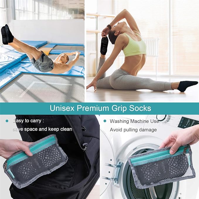 Hylaea Unisex Non Slip Socks with Grip for Yoga, Hospital, Pilates, Barre | Ankle, Cushioned