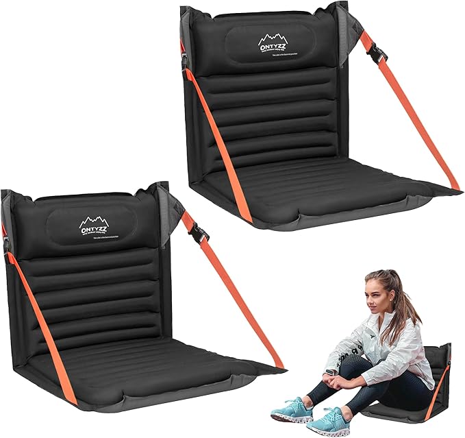 ONTYZZ Stadium Seats with Back Support Inflatable Portable Folding Comfort Seat Waterproof Cushion with Backrest for Sports Events Stadium and Camping