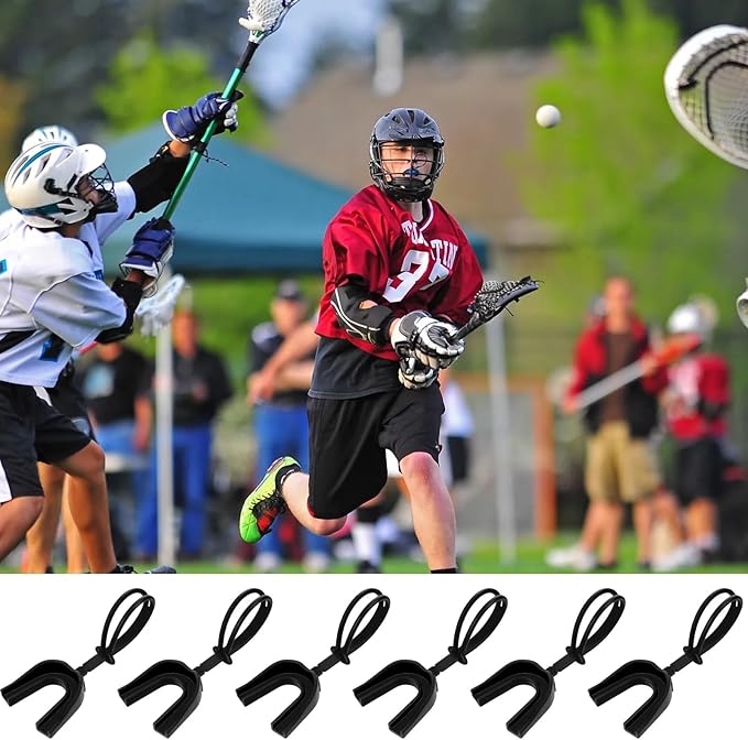 Dunzy 10 Pcs Strapped Mouth Guard Sports Mouthguard with Strap No Boiling Mouthguard Adult Youth Football Mouthpiece Mouth Protector for Boxing Basketball Lacrosse