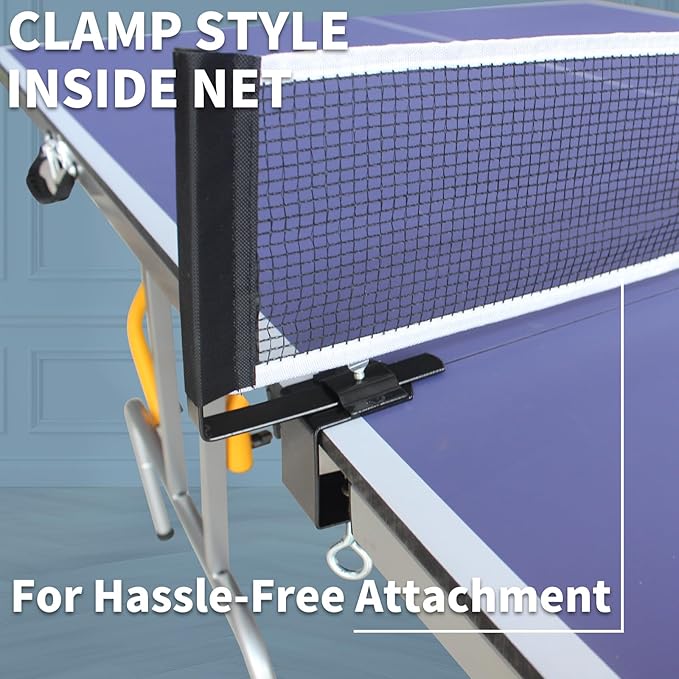 Compact Ping Pong Table, 8ft Mid-Size Indoor/Outdoor Table Tennis Game Set, Foldable, Portable Table Tennis Table with Net, 2 Table Tennis Paddles and 3 Balls