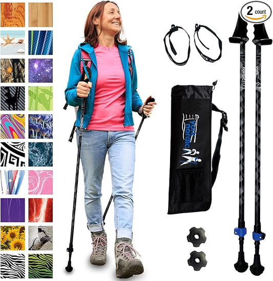 York Nordic Motivator Walking Poles for Balance and Rehab - Patented Stability Grips - Lightweight, Adjustable, and Collapsible - 2 Pieces Adjustable w/flip Locks - Heights 4'6" up to 6'2" - 230 lbs