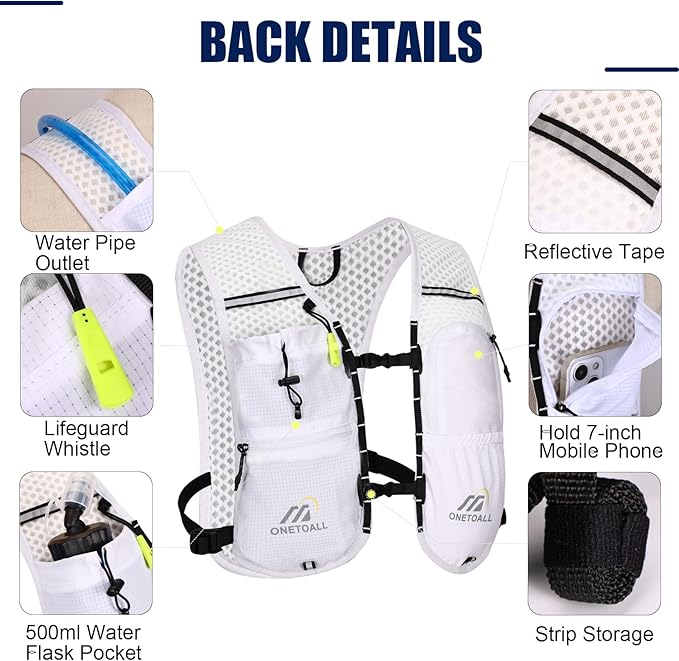 Running Vest for Women & Men, Lightweight 150g Hydration Backpack, 6L Pack for Trail Running, Marathon, Hiking, Cycling, Jogging, Adjustable Fit