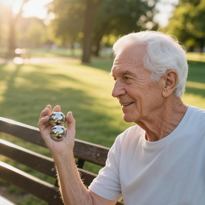 Baoding Balls with Chime 1.5 inch Stainless Steel Meditation Balls, Hand Exercise Massage Balls for Home Office Exercise, Stress Relief, Anxiety Reduction (1.5 Inch (with Bell Sound))