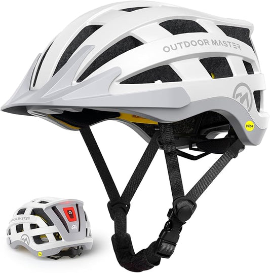OutdoorMaster Gem II MIPS Bike Helmet with Light - Lightweight Cycling Helmet,Mountain Road Bicycle Helmet for Youth & Adult