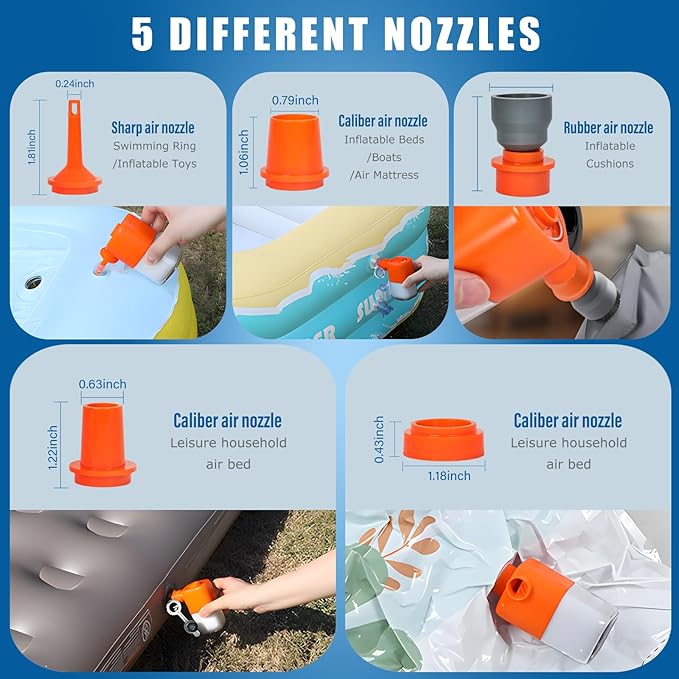 Portable Air Pump for Inflatables,Electric Air Pump with 3600mAh 4.5KPa & Camping Light,Mini Electric Air Pump with Inflate Deflate for Air Mattresses, Pool Floats,Vacuum Storage Bags,Camping Gear