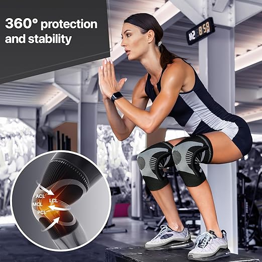 DR. BRACE ELITE Knee Brace with Size Stabilizer (2 Pack) Knee Brace for Women & Men, Workout, Sports, Daily Knee Compression Sleeve for Maximum Knee Pain Support & Fast Recovery (Mercury, Large)