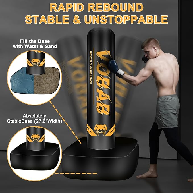 Standing Punching Bag for Adults, 70" Punching Bag Stand, Boxing Heavy Bag with Stand, Freestanding for Adults Men MMA Thai Fitness Karate Muay Beginners