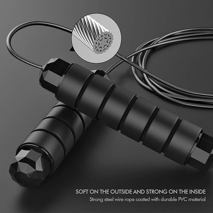 Jump Rope, Tangle-Free Rapid Speed Jumping Rope Cable with Ball Bearings for Women, Men, and Kids, Adjustable Steel Jump Rope with Foam Handles for Home Gym Exercise Fitness Workout Equipment & Slim Body