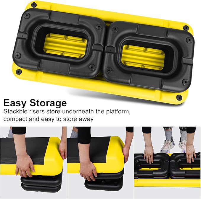 Exercise Workout Aerobic Step Platform Trainer, 28.5" Aerobic Stepper with 4"-6"-8" Adjustable Height Risers