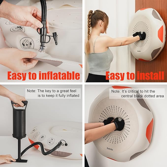 Inflatable Boxing Machine, Sunchic 2025 New Model Boxing Equipment with Boxing Gloves, Wall-Mounted Boxing Machine for Adults & Youth Boys and Girls,Interactive Professional Training, Stress Relief