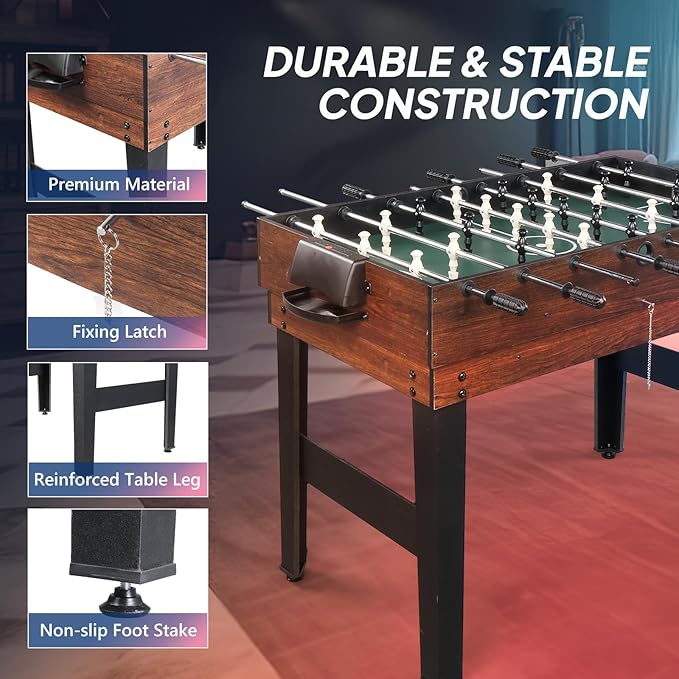 PEXMOR 10-in-1 Multi Game Set for Adults and Family, 48" Game Table with Hockey, Foosball, Pool, Ping Pong, Shuffleboard, Chess, Checkers, Bowling, Backgammon