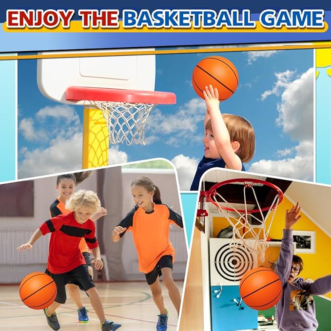 9" Mini Basketball for Indoor Mini Basketball Hoop, 5 Pack Replacement Basketballs Soft Ball for Inflatable Pool, Pool Beach Sandbox Outdoor Sports Gift Bulk for Toddler Kids Adults (with Pump)