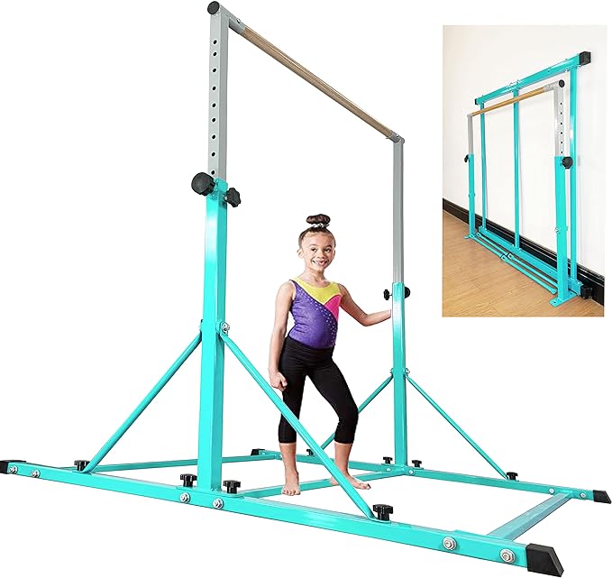 MARFULA Gymnastic Bar for Kid and Teenage Ages 3-25, 5 FT / 8 FT Base Length, 4 FT Width 5 FT Height, Gymnastic Kip Bar Horizontal Bar for Gymnast, Gymnastic Training Equipment for Home and Club Use