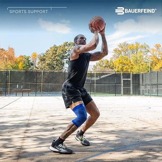 Bauerfeind Sports Compression Knee Support NBA Dallas Mavericks - Lightweight Design with Gripping Zones for Basketball Knee Pain Relief & Performance (Mavericks, L)