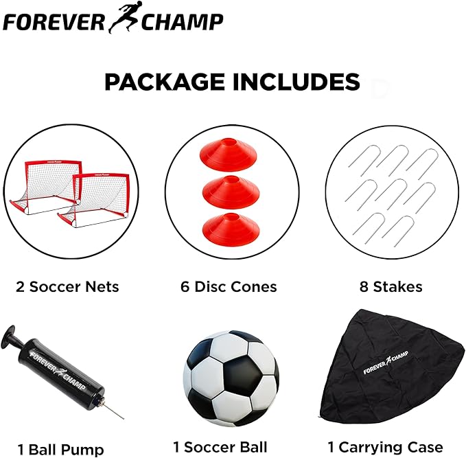 Kids Soccer Goals for Backyard - 4'x3' Soccer Nets, Stakes, Cones, Ball, Pump, Targets - Sturdy Mini Soccer Nets for Kids Ages 4-8 - Easy to Set Up Toddler Soccer Goal Set