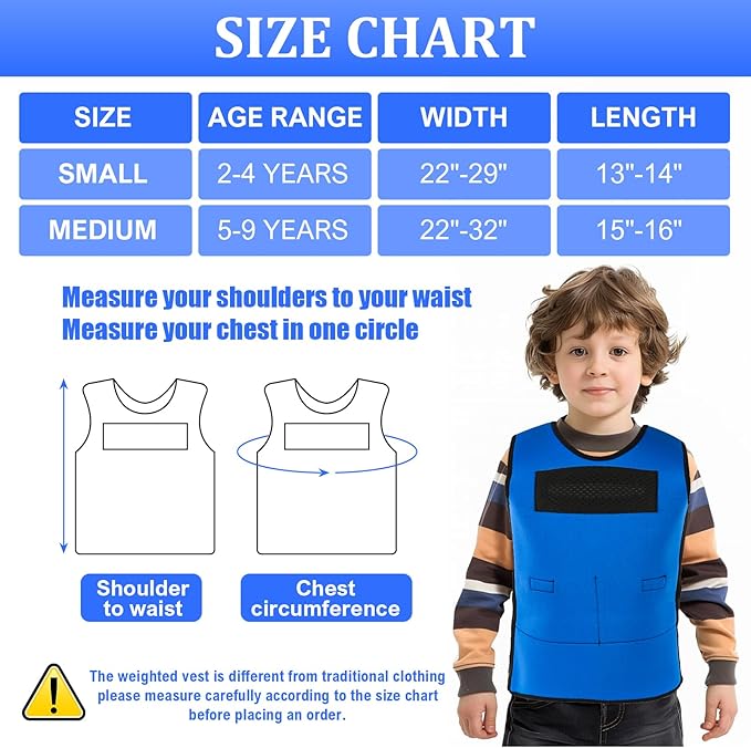 Weighted Vest for Kids, Adjustable Compression Vest for Kids, Compression Vest for Kids with ADHD and Autism Includes 6 Removable Weights, Small, Ages 2-4
