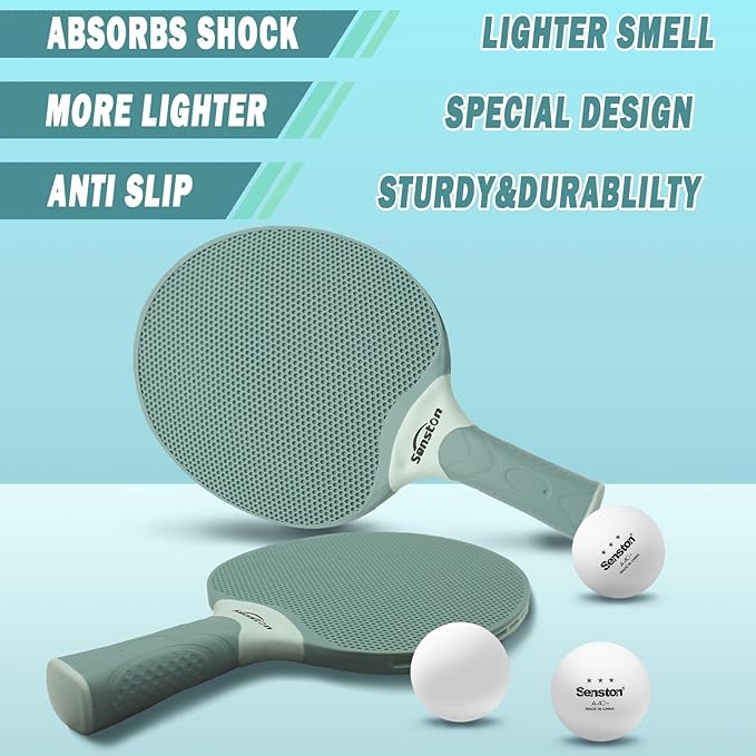 Senston Table Tennis Rackets Set, Professional Table Tennis Racket with 3 Balls, Composite Rubber Ping Pong Paddle Set