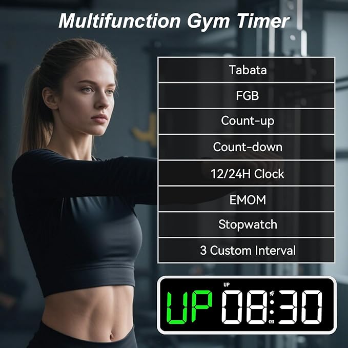 Portable Gym Timer Clock: Fitness Digital Clock with Strong Magnet - Remote Control for Fitness Enthusiasts - Powerful Battery for Home Gym Garage Boxing