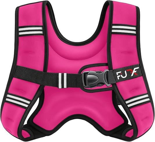 FUFF Weighted vest woman - 5lb/10lb/12lb/15lb/20lb/25lb/30lb Weights with Reflective Stripe, Weighted Vest for Men Women Strength Training Running Walking Jogging