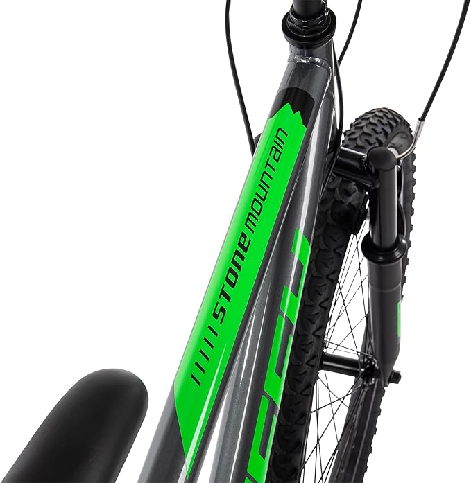 Huffy Stone Mountain Hardtail Mountain Bike for Boys/Girls/Men/Women, 20"/24"/26" Sizes, 6 or 21 Speed Shimano Twist Shifting, Front or Dual Suspension, Comfort Saddle, Sleek Colors
