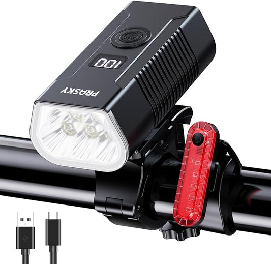 LED Bike Lights for Night Riding, USB Rechargeable Bicycle Headlight, 2025 New Aluminum Alloy Waterproof Bicycle Lights, 6+4 Modes for Adult Kids Road Cycling