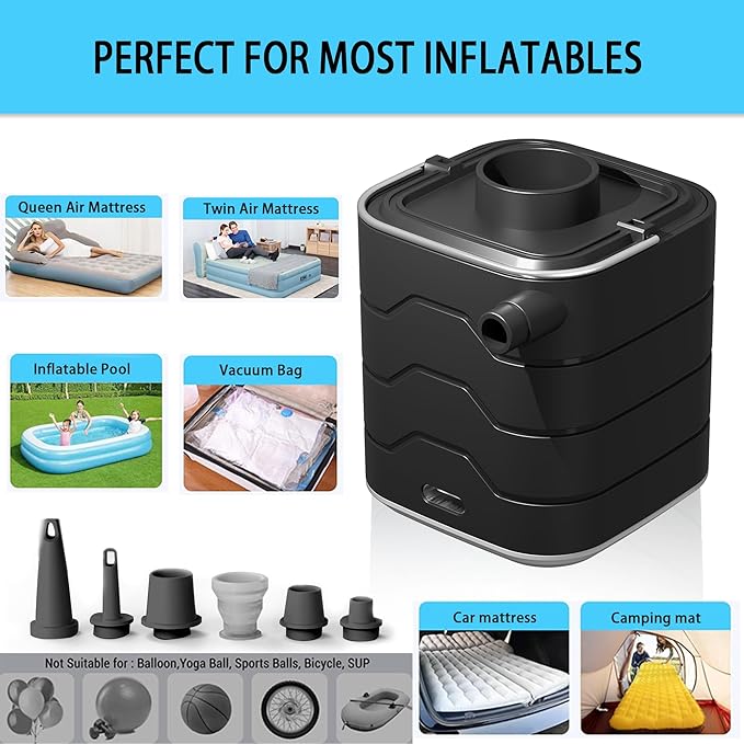 Portable-Electric-Mini-Air-Pump for Inflatables, Swimming Rings, Sleeping Pads, Vacuum Bags, Mattress, Camping Fire & Outsides Lightinge