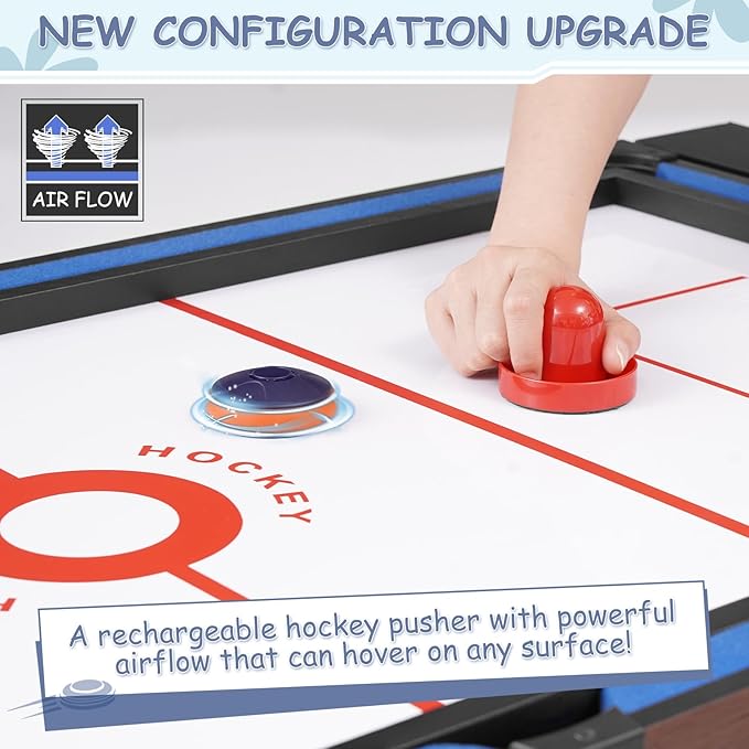 54” 4-in-1 Swivel Multi-Game Table - Combo Game Table Set for Kids, Adults - Indoor and Outdoor Arcade Sports Table - Air Hockey, Billiards, Foosball, Ping Pong for Home, Game Room