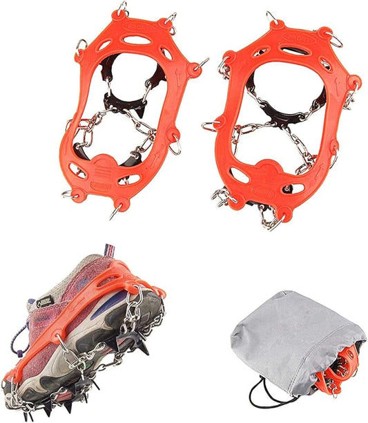 11 Spikes Kids Crampons for Hiking Boots Ice Cleats 11 Teeth Anti Slip Crampons Hiking Climbing Walking Shoes Toddler-Preschool-Gradeschooler-Teens