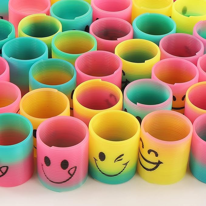 72 Pack Spring Rainbow Magic Fidget Stress Coil Mini Springs Bulk Toys For Party Favor Carnival Prize Birthday Goodie Bag Stuffers For Kids Boys Girls… (72)