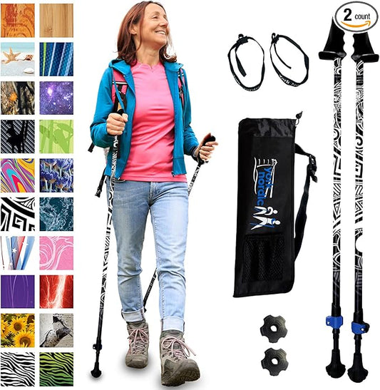 York Nordic Motivator Walking Poles for Balance and Rehab - Patented Stability Grips - Lightweight, Adjustable, and Collapsible - 2 Pieces Adjustable w/flip Locks - Heights 4'6" up to 6'2" - 230 lbs