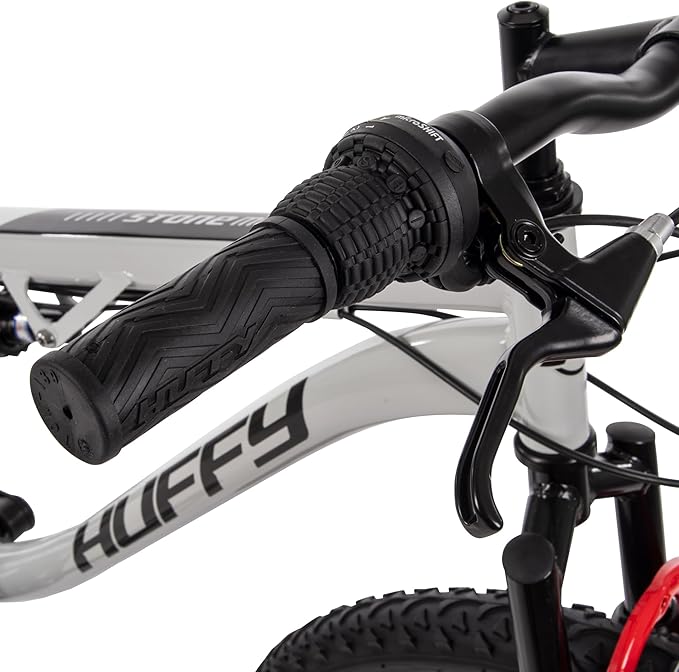 Huffy Stone Mountain Hardtail Mountain Bike for Boys/Girls/Men/Women, 20"/24"/26" Sizes, 6 or 21 Speed Shimano Twist Shifting, Front or Dual Suspension, Comfort Saddle, Sleek Colors
