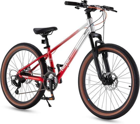 RoyalBaby Kids Mountain Bike for Boys and Girls, Ultra-Light Aluminum 20-24 Inch Wheel Bicycle for 6-14 Years Old Children, 7/21-Speeds Drivetrain