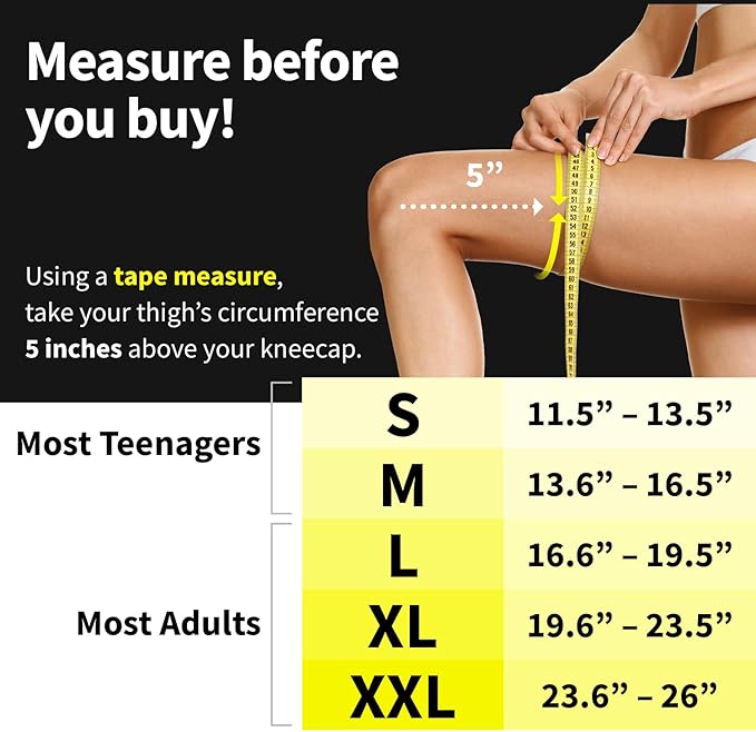 POWERLIX Leg Sleeve - Best Knee Brace for Leg Pain for Men & Women Knee Support for Running, Basketball, Volleyball, Weightlifting, Gym, Workout, Sports Please Check Sizing Chart