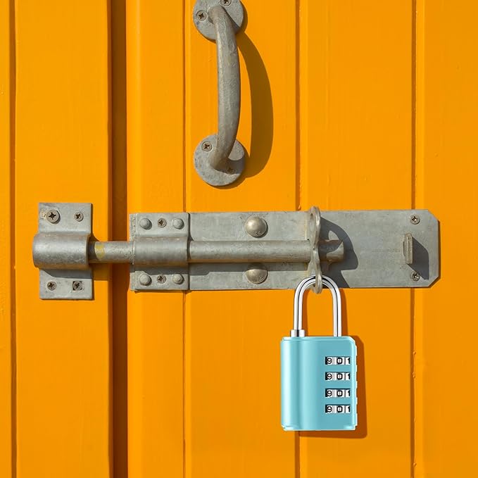 Kenning 10 Pcs Combination Padlock 4 Digit Combination Lock with Keys Locker Resetable Security Outdoor Waterproof Lock for School Sports Gym Locker Employee Fence Case (Blue)