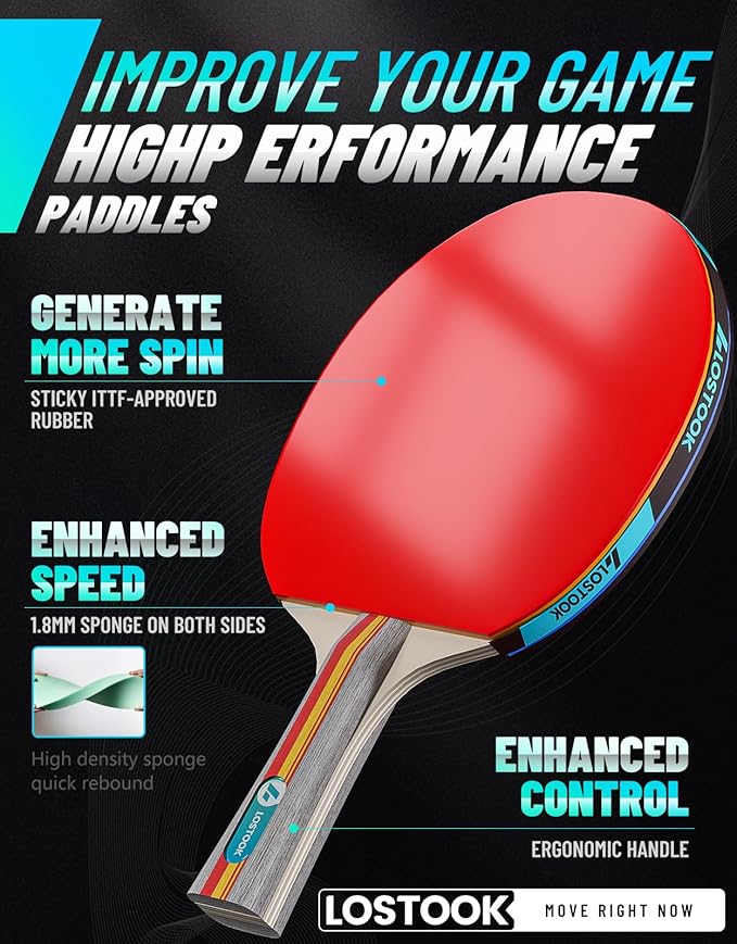 Professional Ping Pong Paddles Set of 2/4 with Portable Oxford Cloth Ping Pong Case and 3 Star Balls, Table Tennis Paddles for Adults and Family Outdoor Games