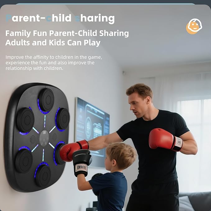 𝟐𝟎𝟐𝟓 𝐔𝐩𝐠𝐫𝐚𝐝𝐞𝐝 Music Boxing Machine for Adults and Kids, Wall Mounted Bluetooth Boxing Training Pad Equipment with Gloves, Punching Bag for Indoor Home, Office, Gym