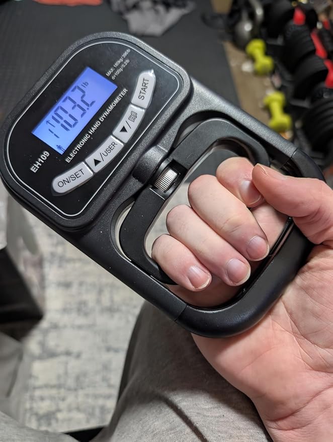 AHTAPFON-Grip Strength Tester Trainer Set-Electronic Hand Dynamometer of 396lbs ＆ Solid Metal Grip Strengthener -Adjustable Resistance of 165lbs-5×Heavy-Duty Springs,Fit Sport Home Gym Workouts