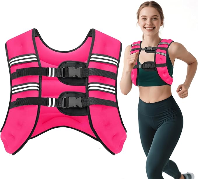 Weighted Vest, 6lb/8lb/12lb/16lb/20lb/30lb for Men, Women with Reflective Stripe, Weight Vests Adjustable for Workout, Strength Training, Running, Fitness, Muscle Building, Weight Loss
