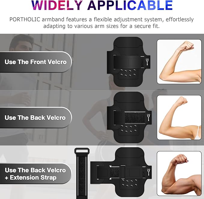 Running Armband with Large Reflective Strips, for iPhone 16 15 Pro 14 Plus 13 11 XR XS, Galaxy S25/24/S10 Water Resistant Sports Phone Holder Case with Extension Strap, Key Card Slot, Earphone Holder