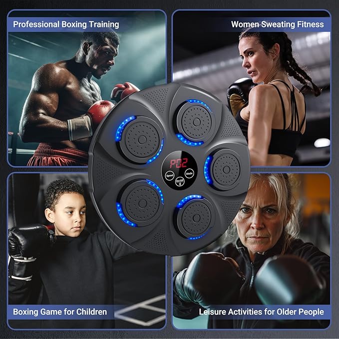Music Boxing Machine, Bluetooth, Portable Electronic Music Boxing Machine with Boxing Gloves, Adult & Kids Training Equipment for Home, Gym, Office Fitness Workout