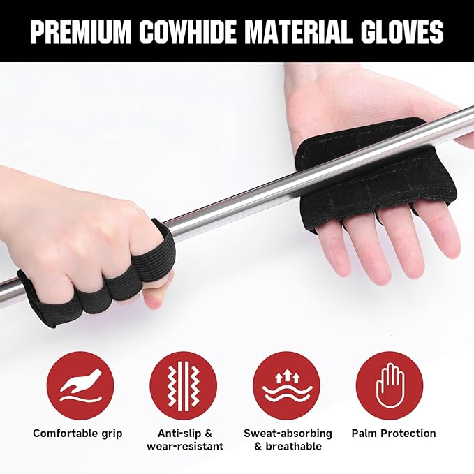 Anti-Slip Workout Grips, Ergonomic Palm Protection for Weight Lifting, Pull-Ups & Gym Training