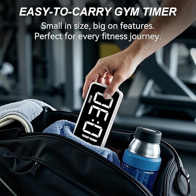 Portable Gym Timer Clock: Fitness Digital Clock with Strong Magnet - Remote Control for Fitness Enthusiasts - Powerful Battery for Home Gym Garage Boxing