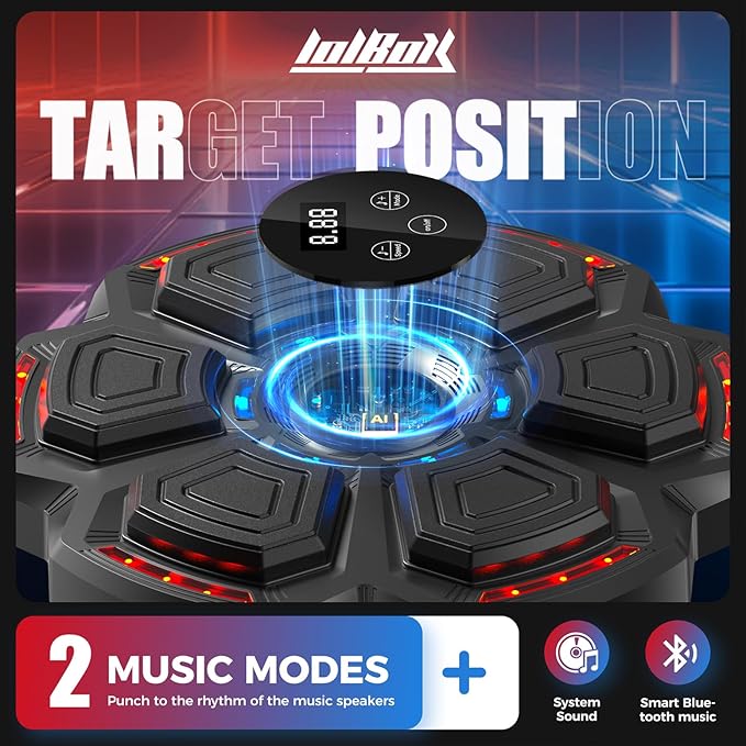Music Boxing Machine for Adults,Smart Boxing Training Machine,Wall Target Punching Workout for Kids,Reflex Training Suitable for Home,Office,Gym,Fun Fitness Equipment