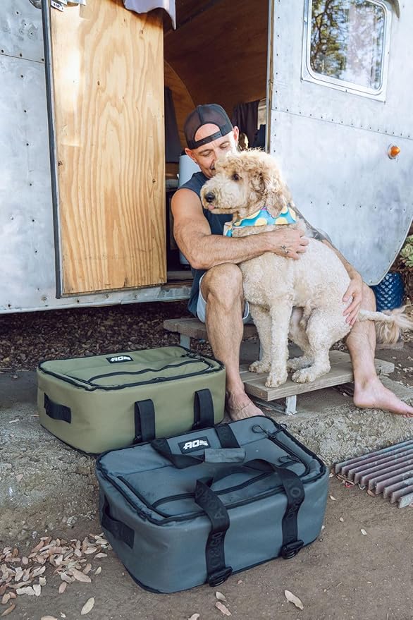 AO Coolers Stow 'n Go Canvas Soft-Sided Cooler, Low Profile and Leak Proof, Insulated for 24-Hour Cold, Smoke, 38-Can