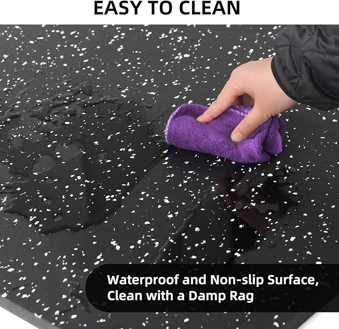 0.79in Extra-Thick 48 Sq Ft Exercise Equipment Mats, 12 Tiles Rubber Top EVA Foam Workout Mats, Interlocking Gym Flooring for Home Gym, 24 x 24in, Black & White