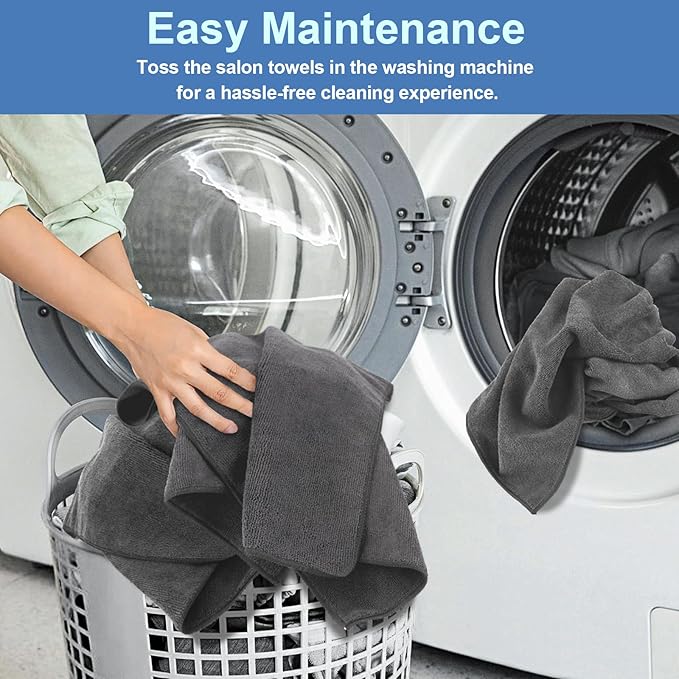 24 Pack Gym Towels Set - Highly Absorbent and Quick Drying Microfiber Salon Towels, Premium Hand Cloths for Bathroom, Gym, Shower, Hotel, and Spa - 16x27 inch (Grey)