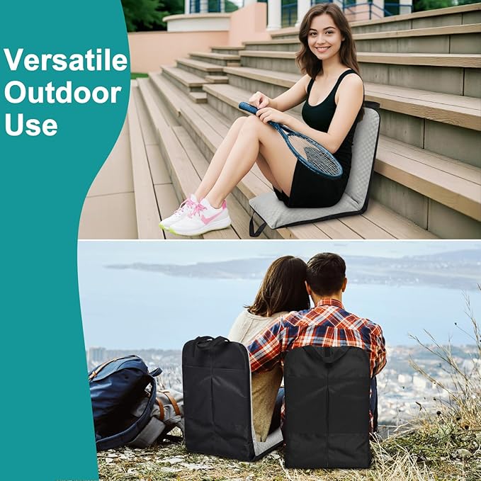 Love&go Portable Stadium Seat with Back Support for Bleachers, Soft Thick Padded Lightweight Seat for Outdoor Sports Concerts Camping