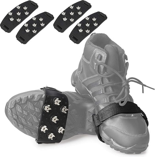 Crampon Traction Cleats Anti-Skid Traction Grips Crampons Spikes 7 Point Cleats for Footwear for Walking, Jogging, Hiking, Mountaineering Ice Snow Grips